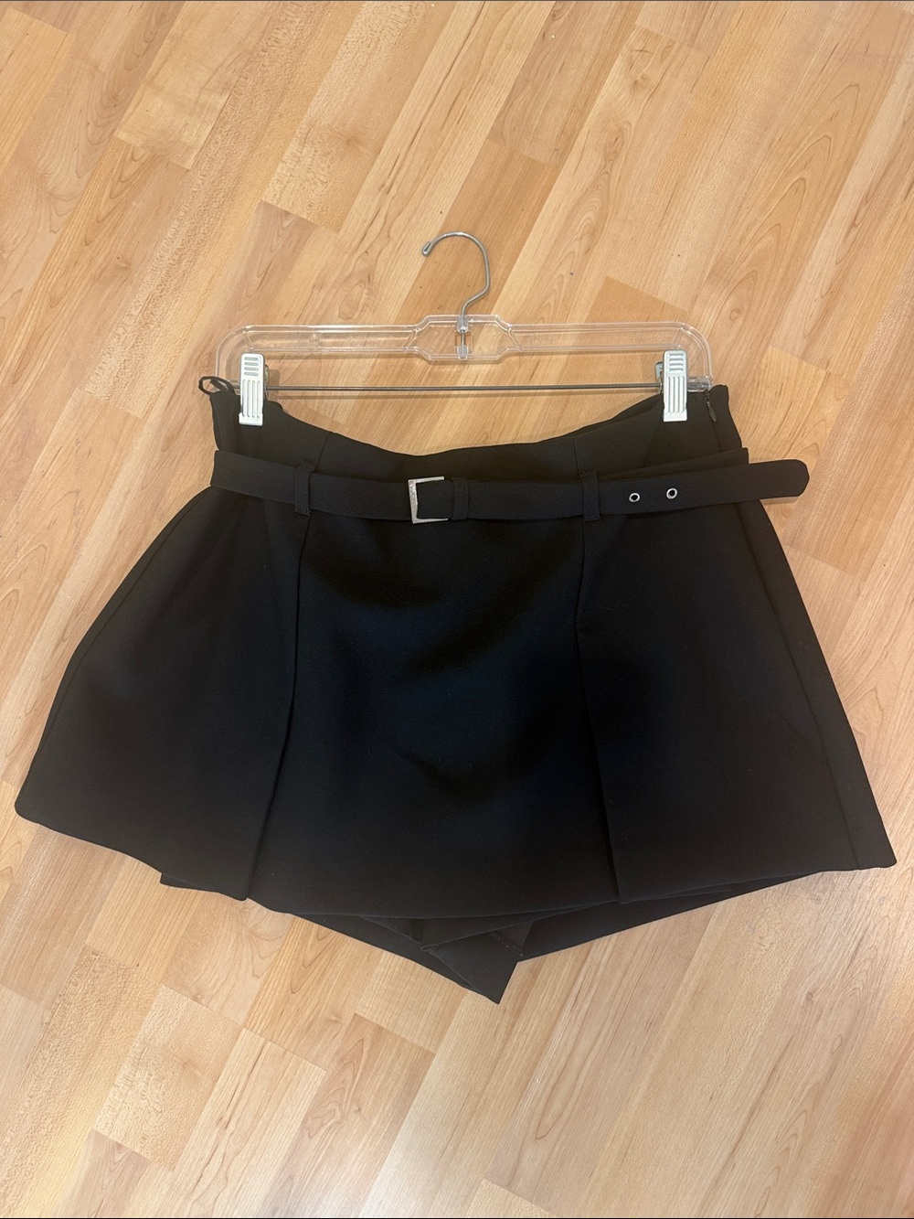 Zara Black Belted Skort with Built-In Shorts